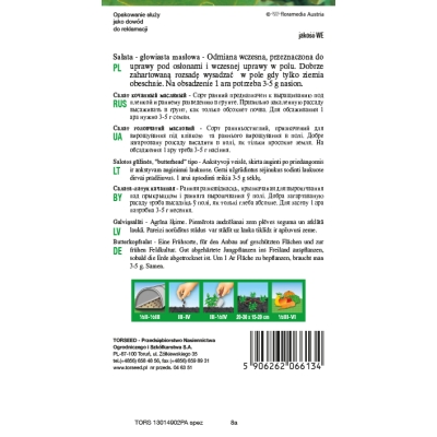 SAŁATA MASŁOWA EWELINA Nasiona